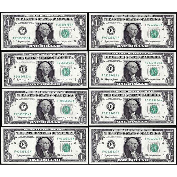 Lot of (8) 1963 $1 Federal Reserve Notes Atlanta