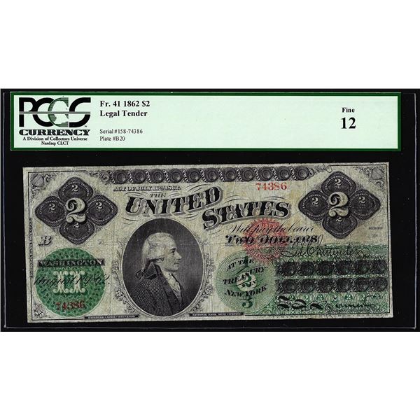 1862 $2 Legal Tender Note Fr.41 PCGS Fine 12