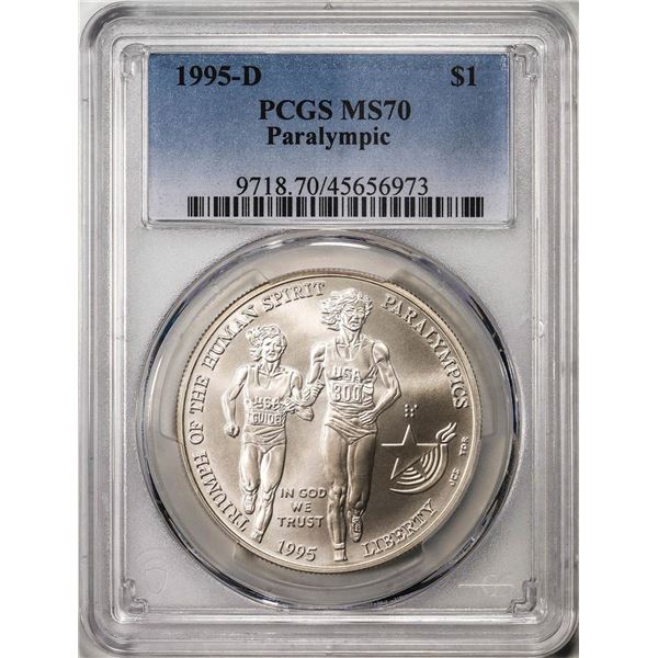 1995-D $1 Paralympics Commemorative Silver Dollar Coin PCGS MS70