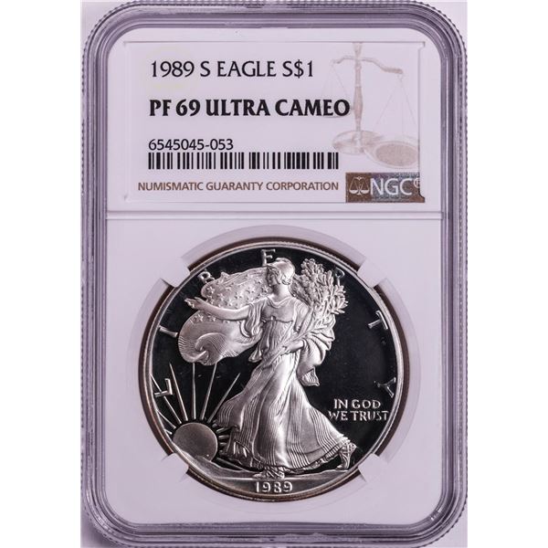 1989-S $1 Proof American Silver Eagle Coin NGC PF69 Ultra Cameo