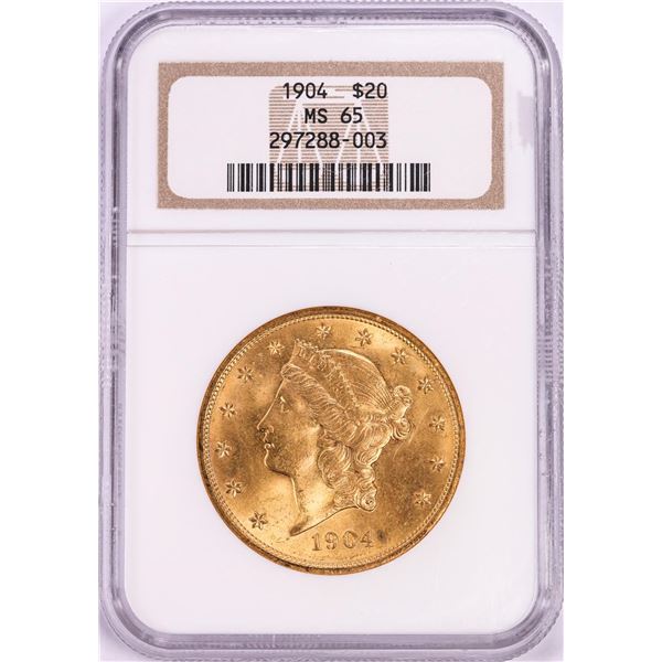 1904 $20 Liberty Head Double Eagle Gold Coin NGC MS65