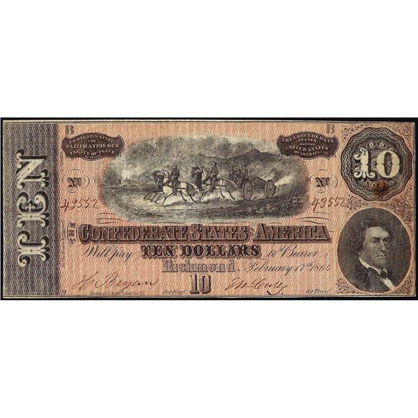 1864 $10 Confederate States of America Note