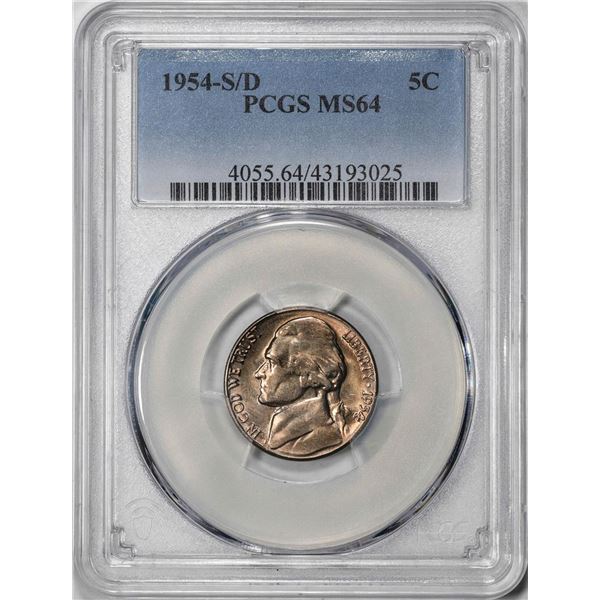 1954-S/D Jefferson Nickel Coin PCGS MS64