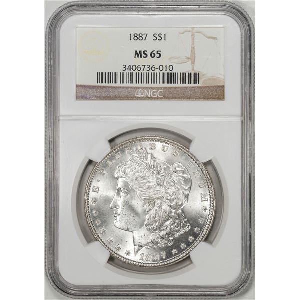 1887 $1 Morgan Silver Dollar Coin NGC MS65