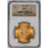 Image 1 : 1895 $20 Liberty Head Double Eagle Gold Coin NGC MS61