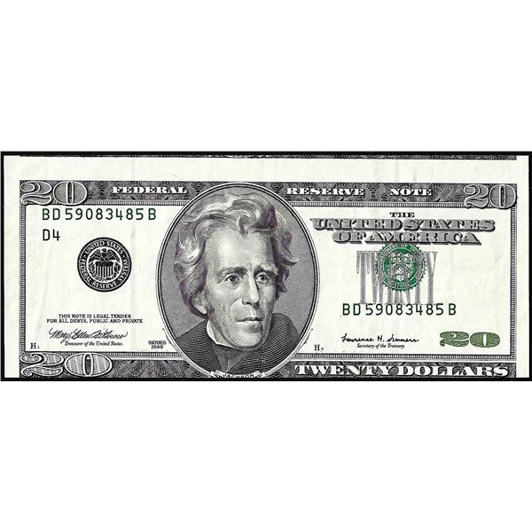 1999 $20 Federal Reserve Note Misalignment Error