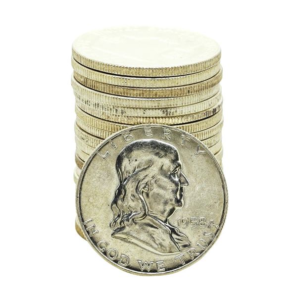 Roll of (20) Brilliant Uncirculated 1958-D Franklin Half Dollar Coins