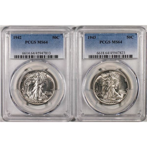 Lot of 1942-1943 Walking Liberty Half Dollar Coins PCGS MS64