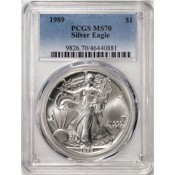 1989 $1 American Silver Eagle Coin PCGS MS70