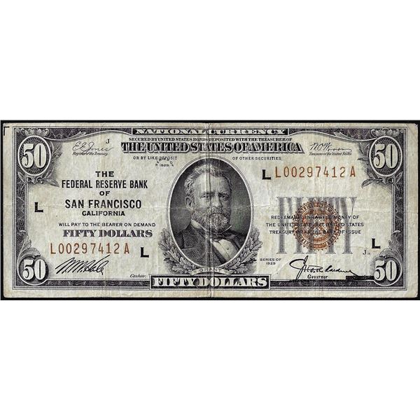 1929 $50 Federal Reserve Bank Note San Francisco