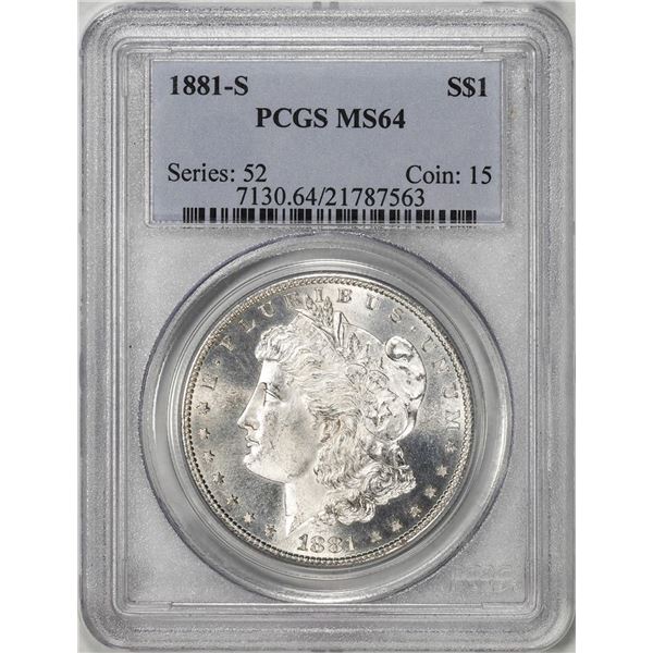 1881-S $1 Morgan Silver Dollar Coin PCGS MS64