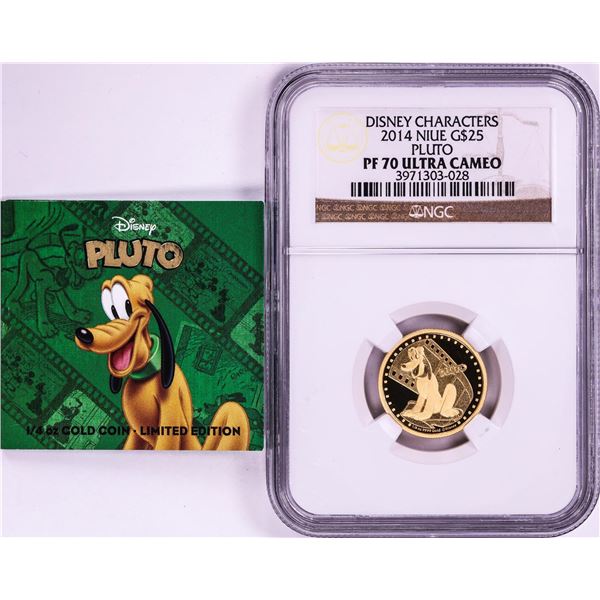 2014 $25 Proof Niue Disney Pluto Gold Coin NGC PF70 Ultra Cameo