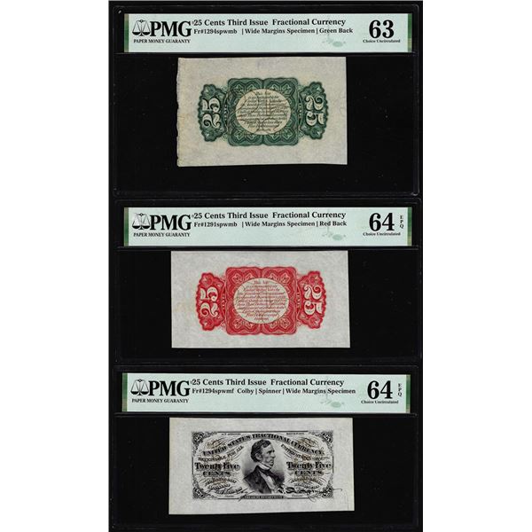 Lot of Specimen 3rd Issue Twenty-Five Cent Fractional Notes PMG Ch. Uncirculated 63/64