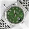 Rolex Men's Stainless Steel Green Roman Datejust Wristwatch