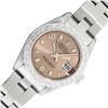 Rolex Ladies Stainless Steel Salmon Diamond Datejust Wristwatch