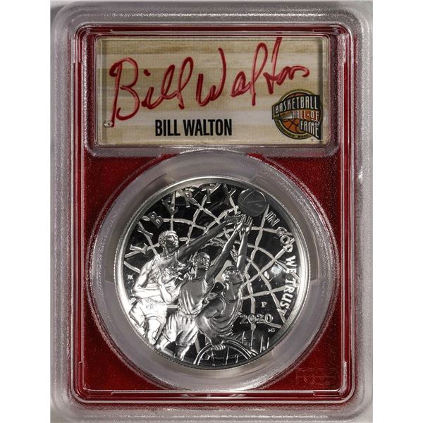 2020-P $1 Basketball HOF Silver Dollar Coin PCGS PR70DCAM Bill Walton Signature FDOI