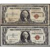 Image 1 : Lot of (2) 1935A $1 Hawaii WWII Emergency Issue Silver Certificate Notes