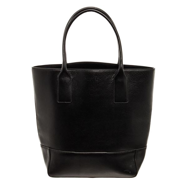 Bottega Black Leather Open Tote Bag