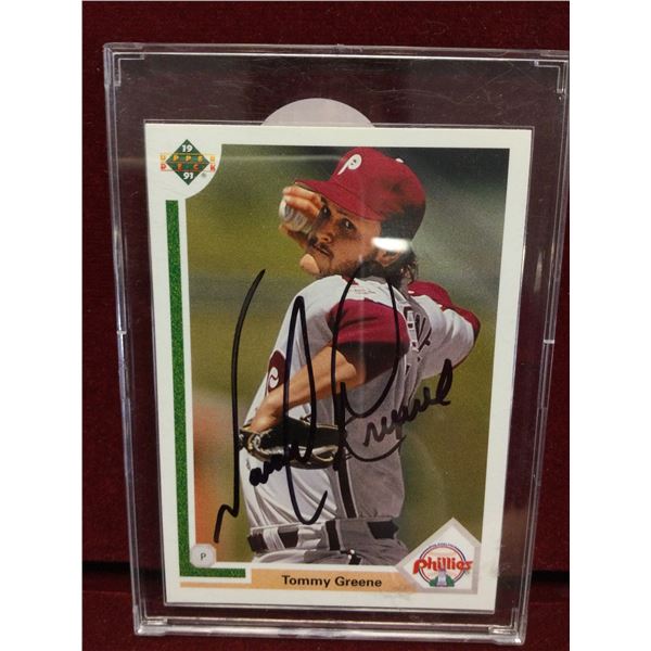 SCARCE Autographed Tommy Greene Baseball Card