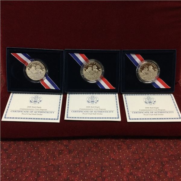 3 2008 US Commemorative Bald Eagle Coins
