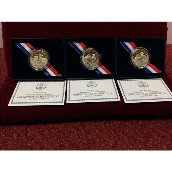 3 2008 Bald Eagle Commemorative Coin Collection
