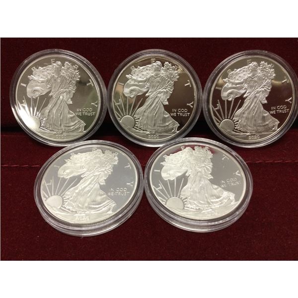 5 Proof .999 Silver 1 Oz. Eagles