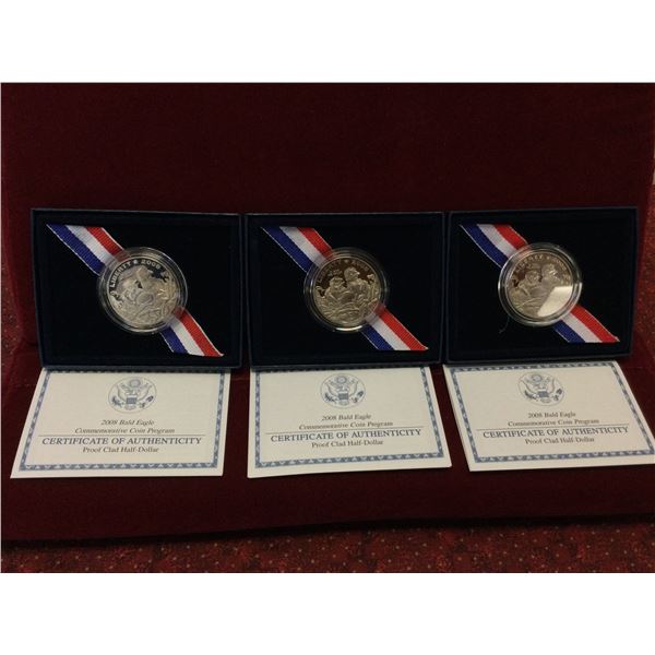 3 US Proof Bald Eagle Commemorative Coins
