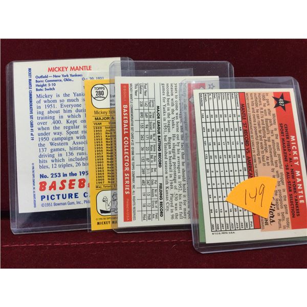 Group of 5 Mickey Mantle Baseball cards