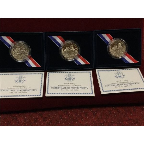 3 Genuine 2008 Bald Eagle US Coins