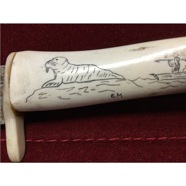 Hand Made Bone Handle Hunting Knife