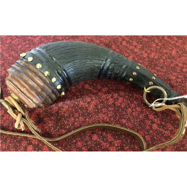 RARE: Genuine Buffalo Horn Powder Horn