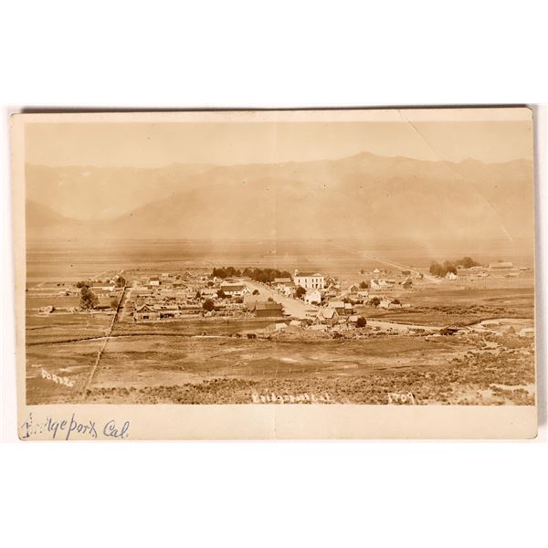 Rare Bird's-Eye View Real Photo Postcard of Bridgeport, Mono County  by Forbes [154796]