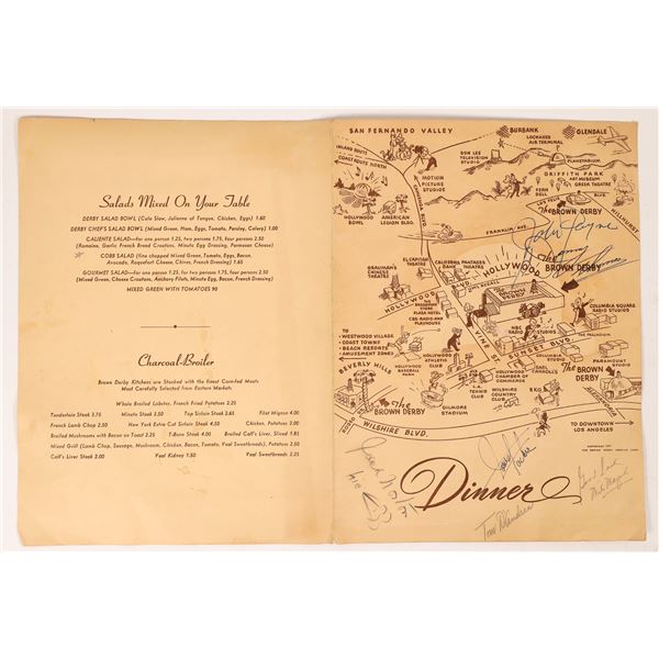 Autographed Brown Derby Menu, 1947 [161881]