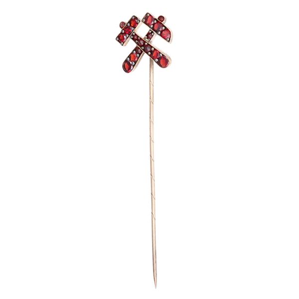 Garnet Gold Miners Hammers Stick Pin [159994]