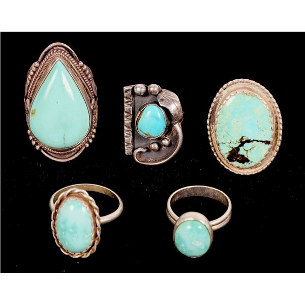 Turquoise and Silver Rings, 5 [160732]