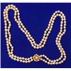 Image 1 : Antique Pearl Necklace, Double Strand w/14k Gold Flower Clasp [142939]