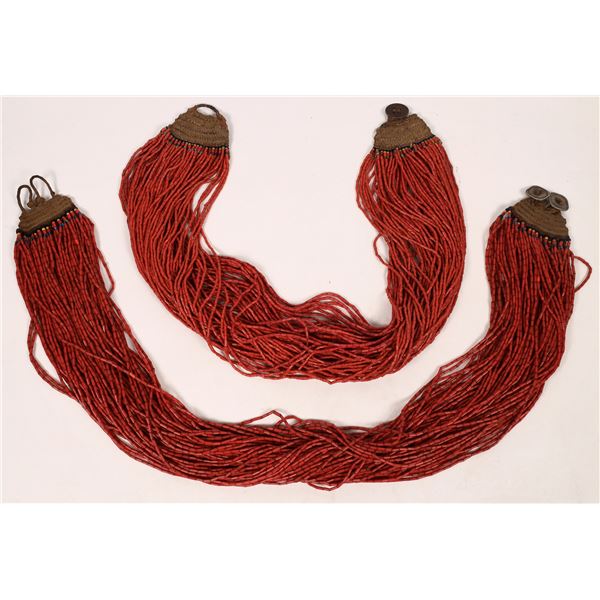 Naga Heavy Red Multi-Strand Bead Necklaces (Lot of 2) [156901]