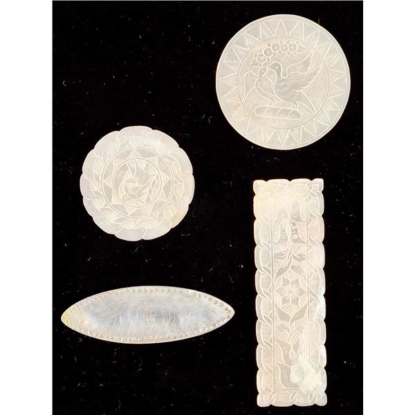 Antique Mother of Pearl Gaming Counters (4) [161323]