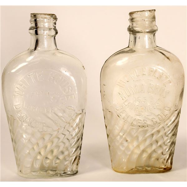 Two Denver Curved Rib Half Pint Flasks [162609]