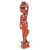Image 1 : Carved Wood Asian Lady Carrying a Bundle with Feathers on Her Head [161354]