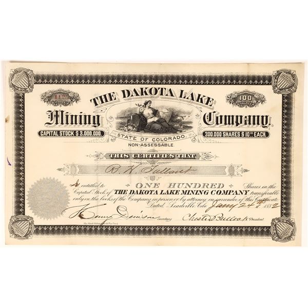 Dakota Lake Mining Company Stock Certificate [155684]