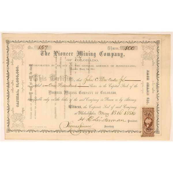 Pioneer Mining Company of Colorado Stock Certificate [155671]