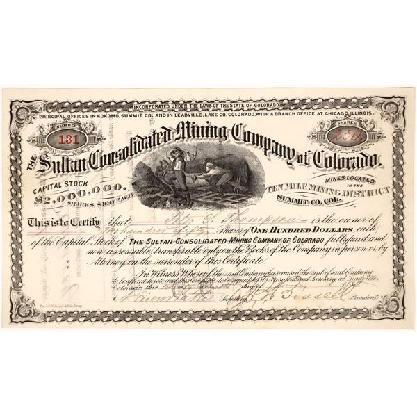 Sultan Consolidated Mining Co. of Colorado Stock Certificate [155685]