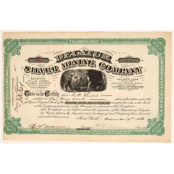 Decatur Silver Mining Company Stock [161421]