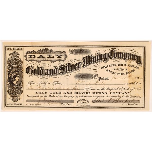 Daly Gold & Silver Mining Stock issued to Daly [161411]