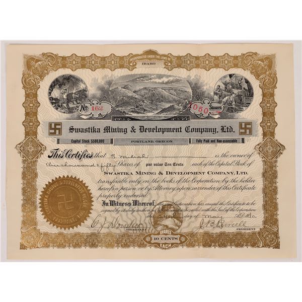 Swastika Mining & Development Company, Ltd. Stock Certificate [160408]