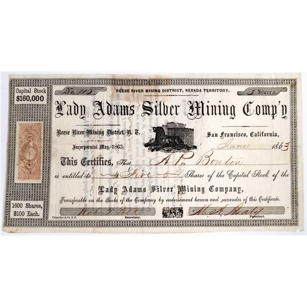 Lady Adams Silver Mining Company Stock  [144183]