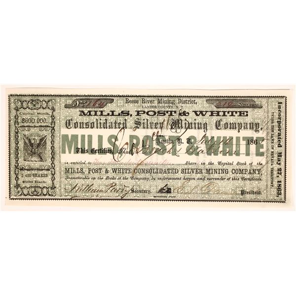 Mills, Post & White Consolidated Silver  Stock [161382]