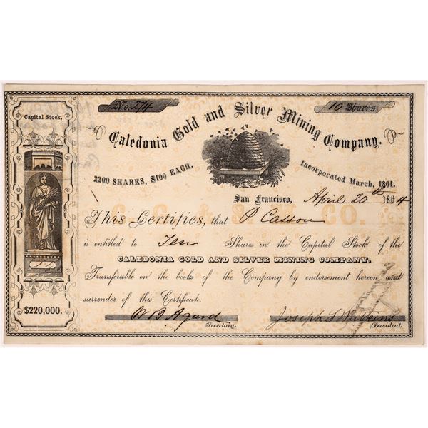 Caledonia Gold and Silver Mining Company Stock, UT Territorial [163582]