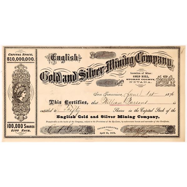 English Gold and Silver Mining Company Stock [163694]